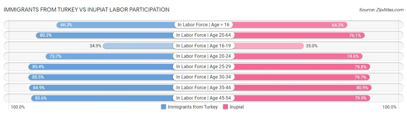 Immigrants from Turkey vs Inupiat Labor Participation