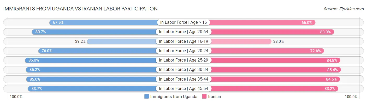 Immigrants from Uganda vs Iranian Labor Participation