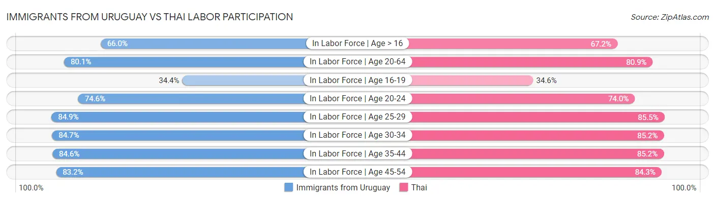 Immigrants from Uruguay vs Thai Labor Participation