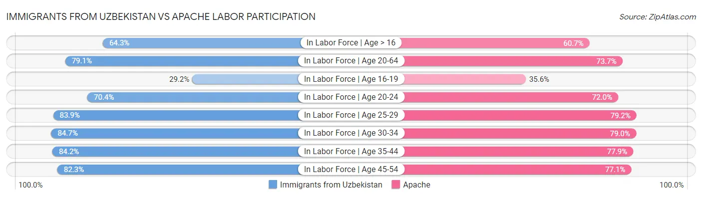 Immigrants from Uzbekistan vs Apache Labor Participation