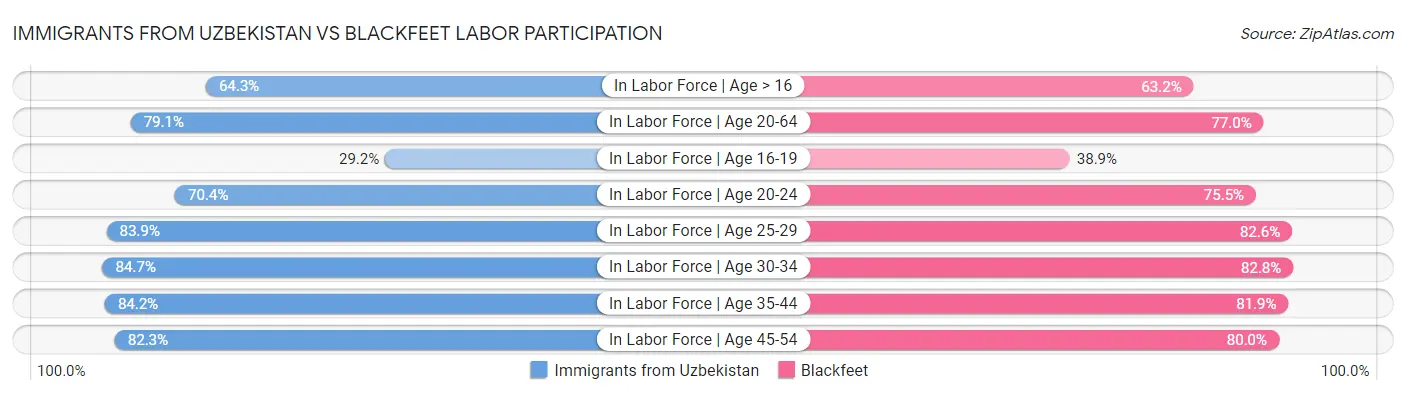 Immigrants from Uzbekistan vs Blackfeet Labor Participation