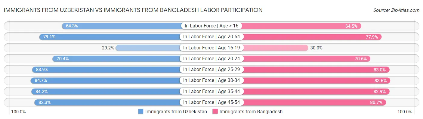 Immigrants from Uzbekistan vs Immigrants from Bangladesh Labor Participation