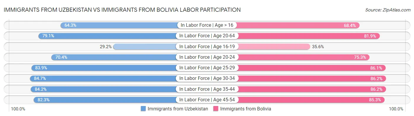 Immigrants from Uzbekistan vs Immigrants from Bolivia Labor Participation