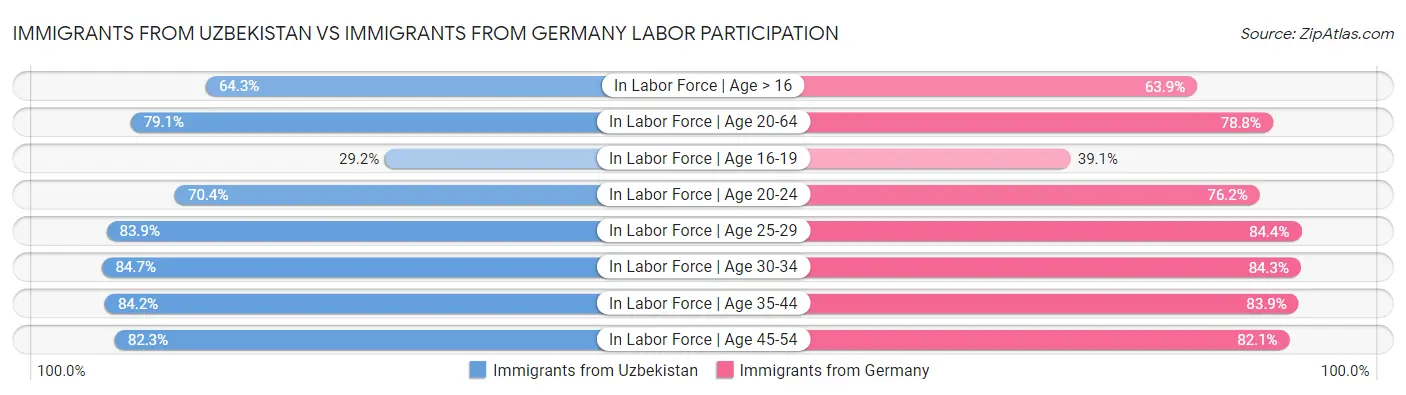 Immigrants from Uzbekistan vs Immigrants from Germany Labor Participation