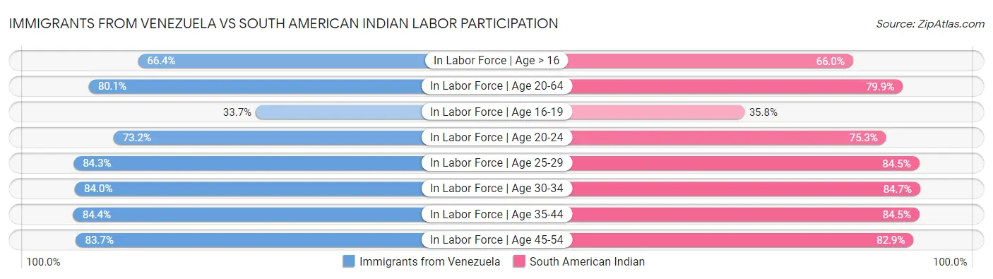 Immigrants from Venezuela vs South American Indian Labor Participation