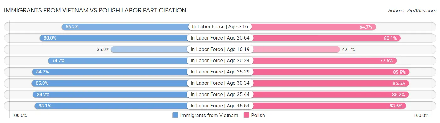 Immigrants from Vietnam vs Polish Labor Participation