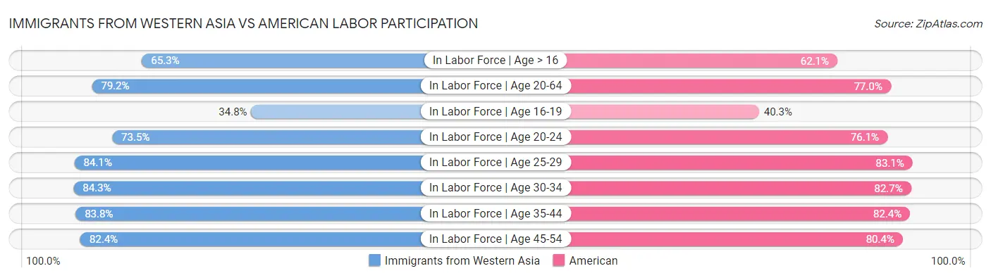 Immigrants from Western Asia vs American Labor Participation