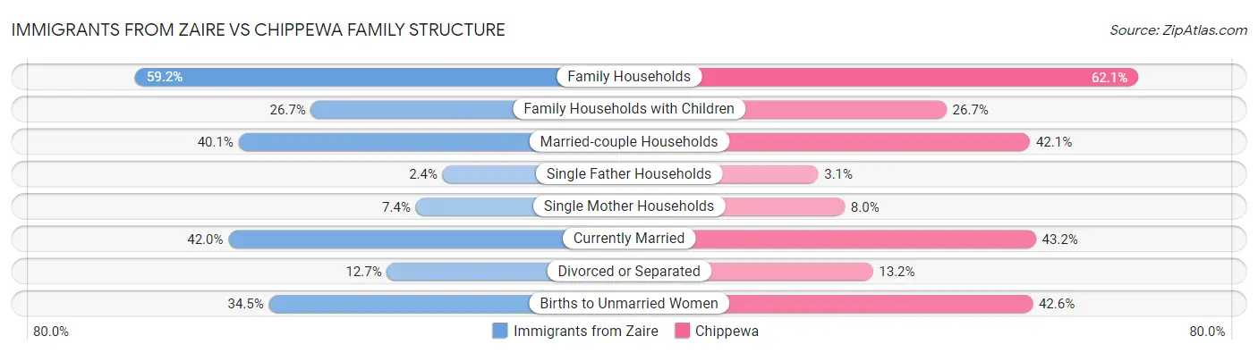Immigrants from Zaire vs Chippewa Family Structure