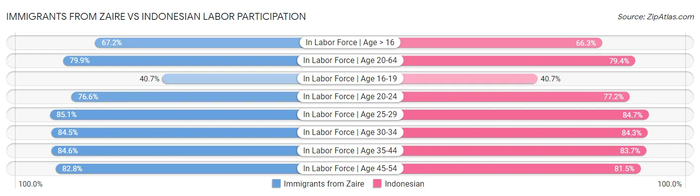 Immigrants from Zaire vs Indonesian Labor Participation