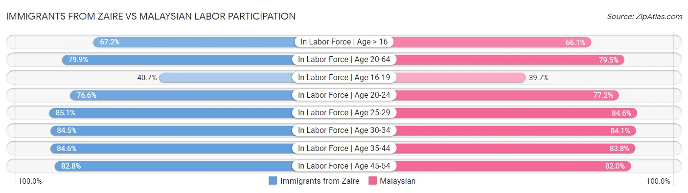 Immigrants from Zaire vs Malaysian Labor Participation