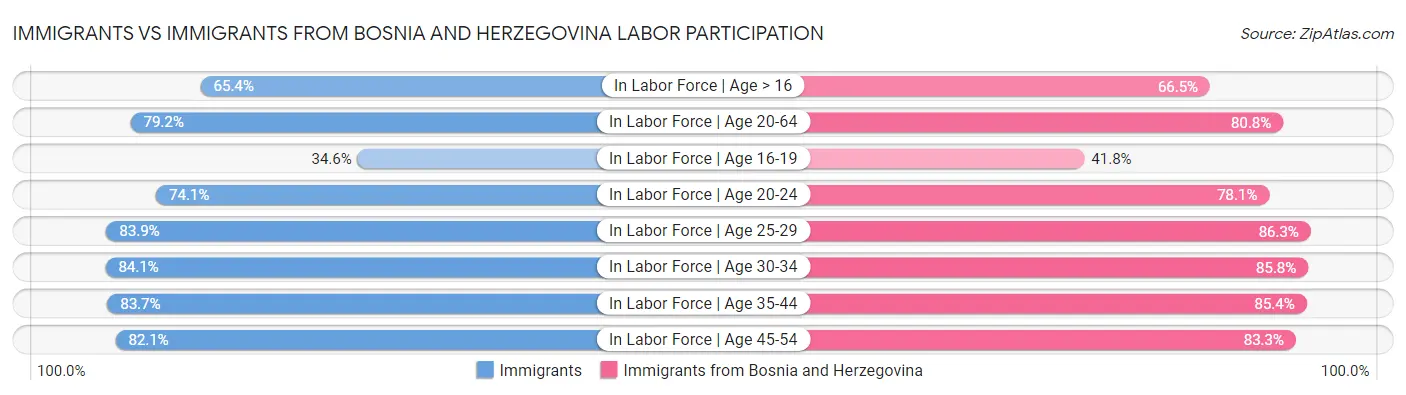 Immigrants vs Immigrants from Bosnia and Herzegovina Labor Participation