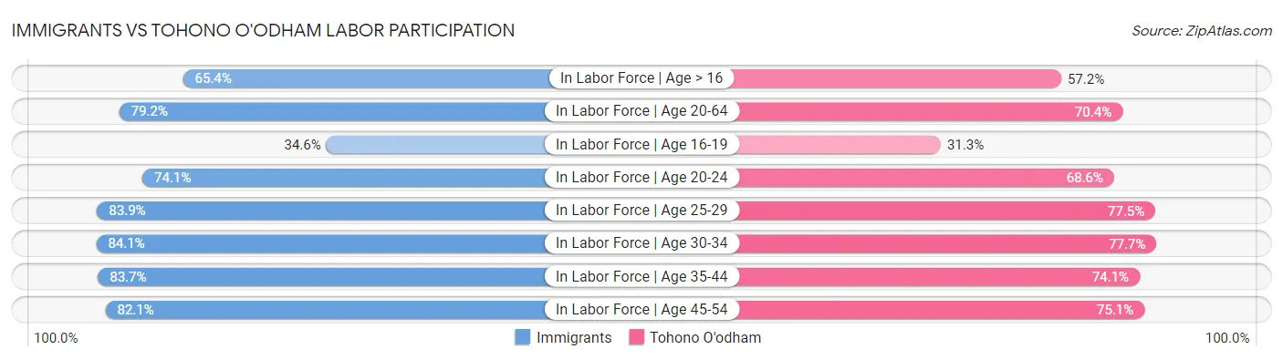 Immigrants vs Tohono O'odham Labor Participation