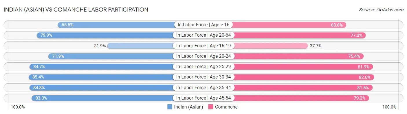 Indian (Asian) vs Comanche Labor Participation