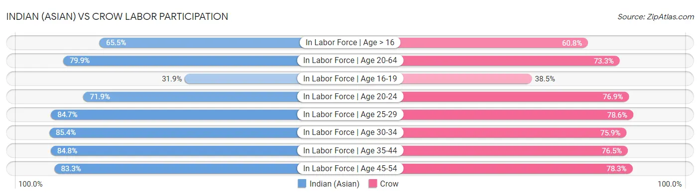 Indian (Asian) vs Crow Labor Participation