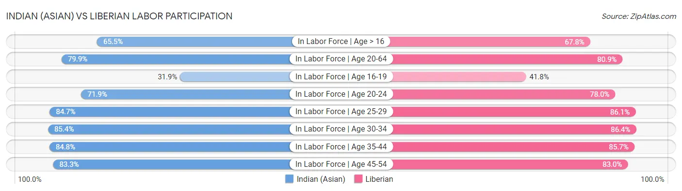 Indian (Asian) vs Liberian Labor Participation