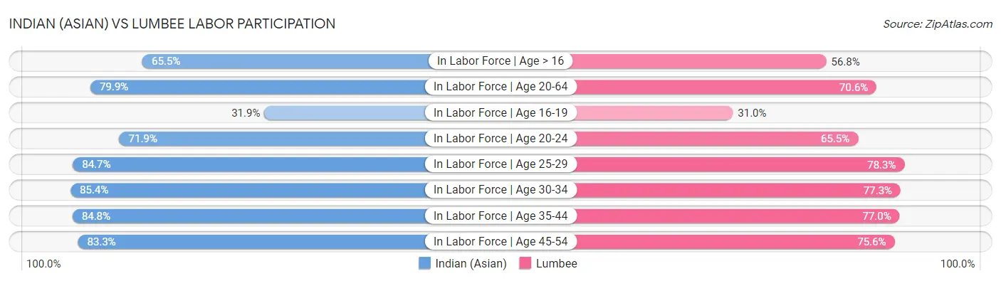Indian (Asian) vs Lumbee Labor Participation