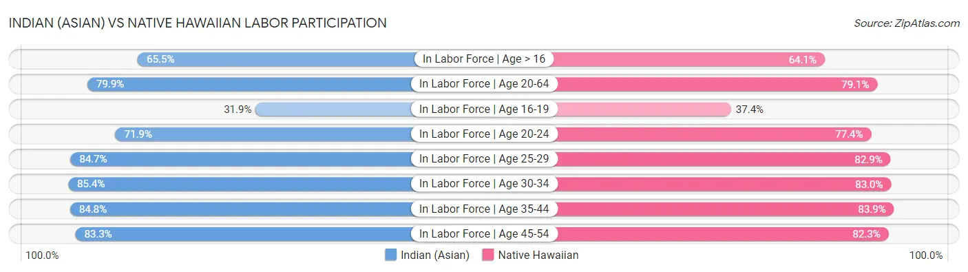 Indian (Asian) vs Native Hawaiian Labor Participation
