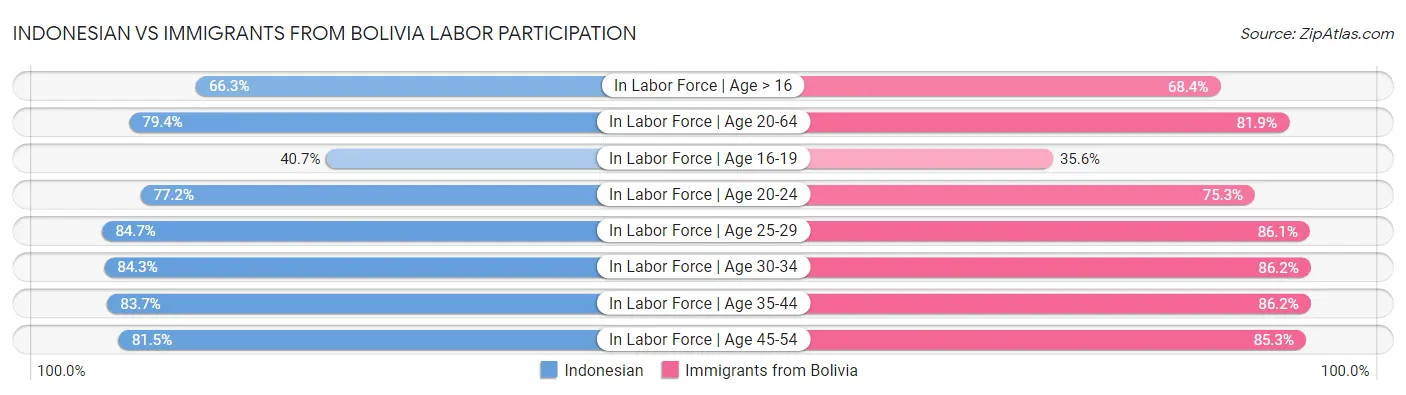 Indonesian vs Immigrants from Bolivia Labor Participation