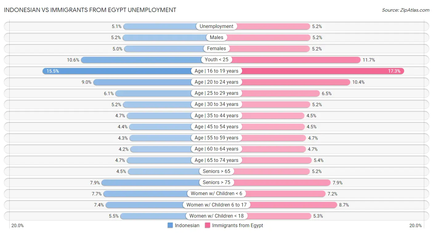 Indonesian vs Immigrants from Egypt Unemployment
