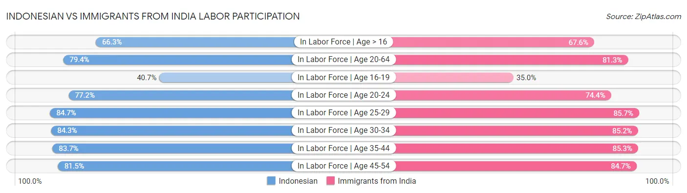 Indonesian vs Immigrants from India Labor Participation