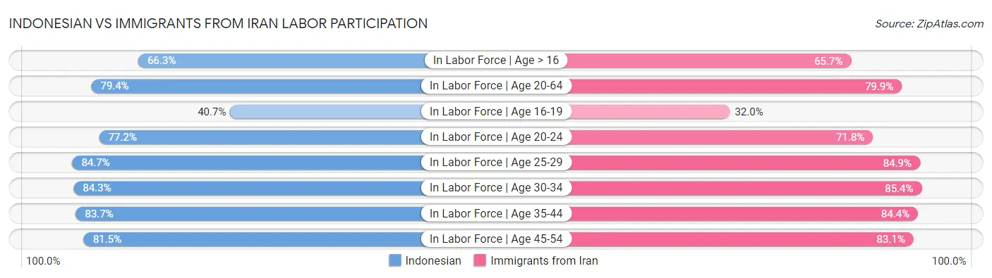 Indonesian vs Immigrants from Iran Labor Participation