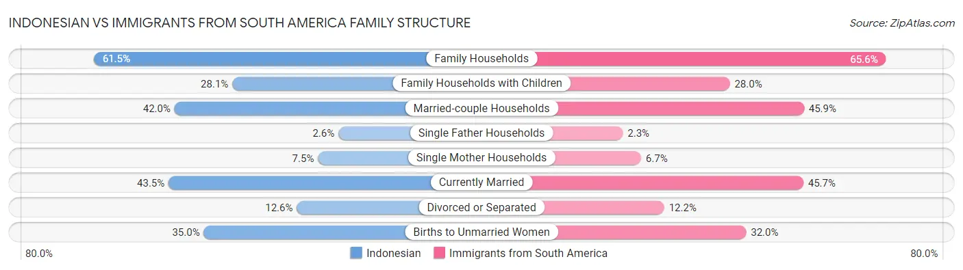 Indonesian vs Immigrants from South America Family Structure