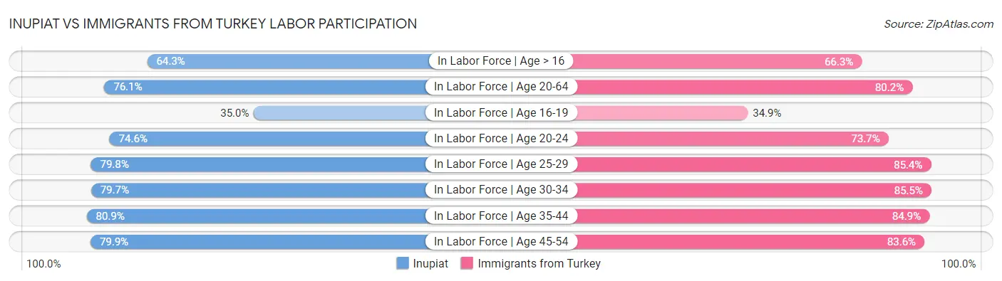 Inupiat vs Immigrants from Turkey Labor Participation