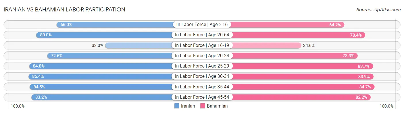 Iranian vs Bahamian Labor Participation