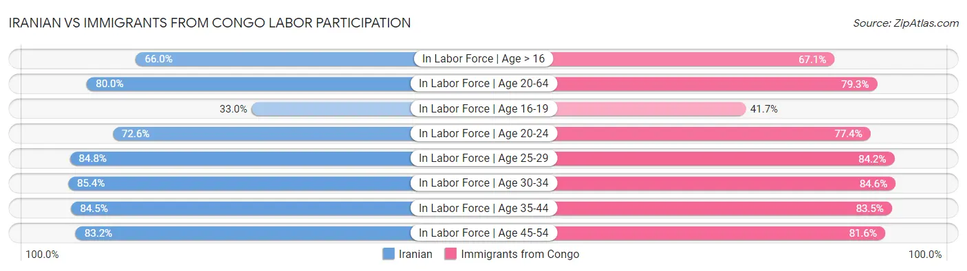 Iranian vs Immigrants from Congo Labor Participation