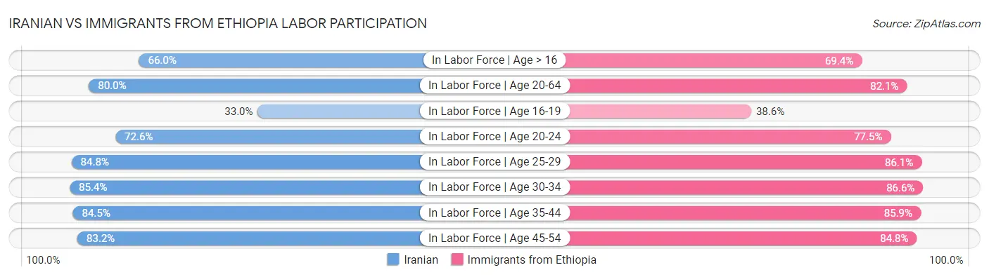 Iranian vs Immigrants from Ethiopia Labor Participation
