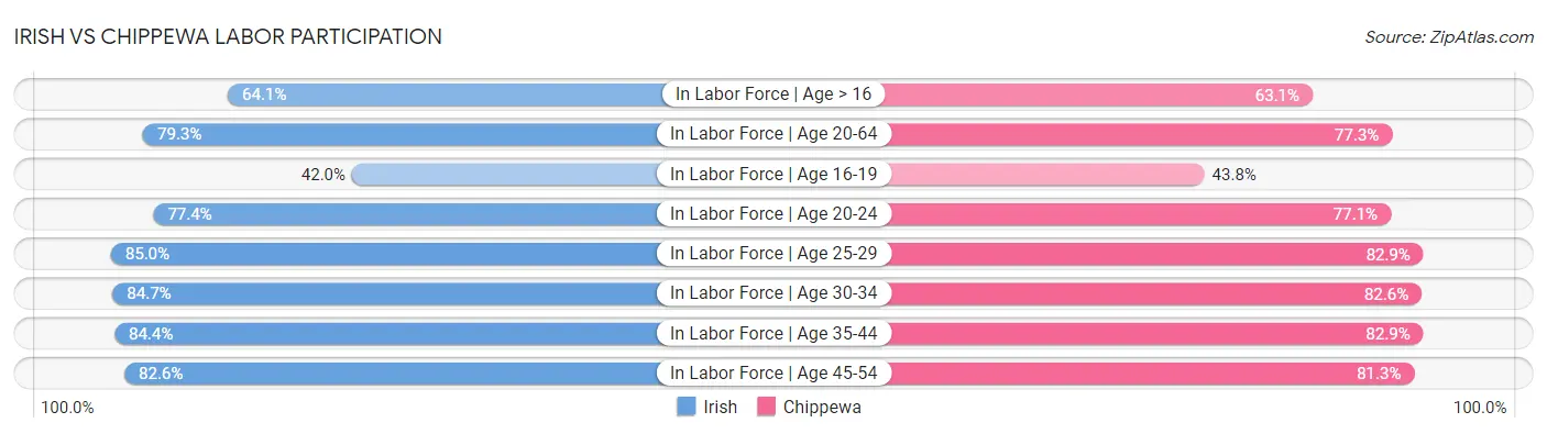 Irish vs Chippewa Labor Participation