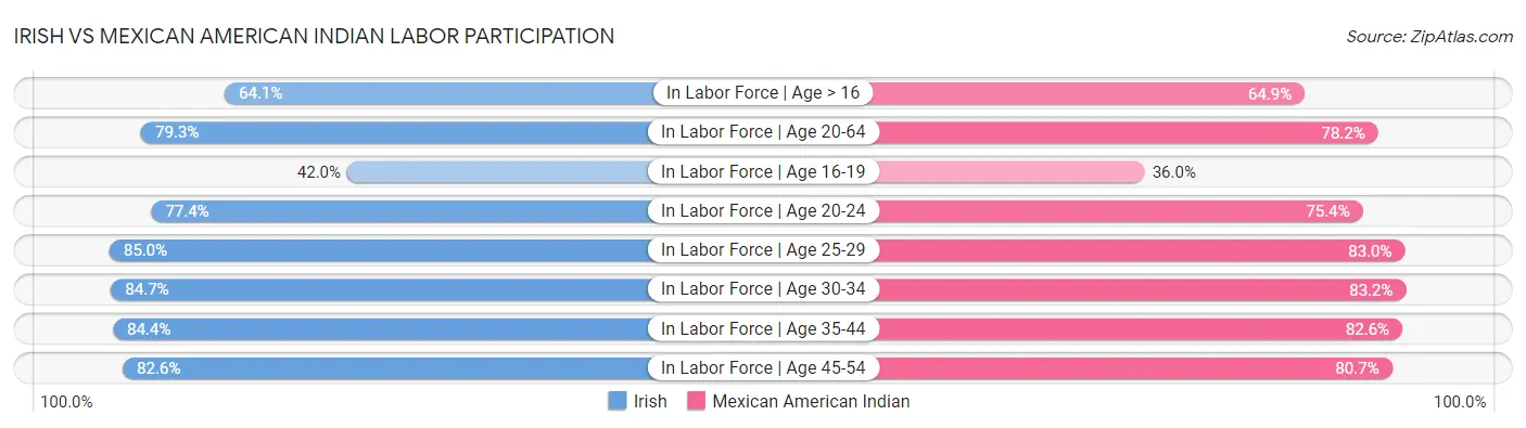 Irish vs Mexican American Indian Labor Participation