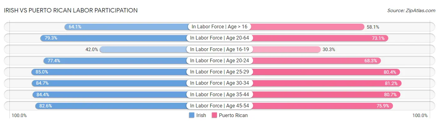 Irish vs Puerto Rican Labor Participation