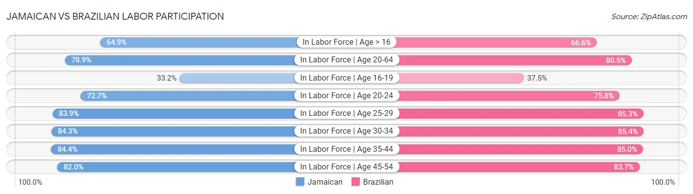 Jamaican vs Brazilian Labor Participation