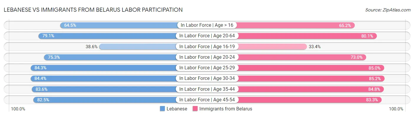 Lebanese vs Immigrants from Belarus Labor Participation