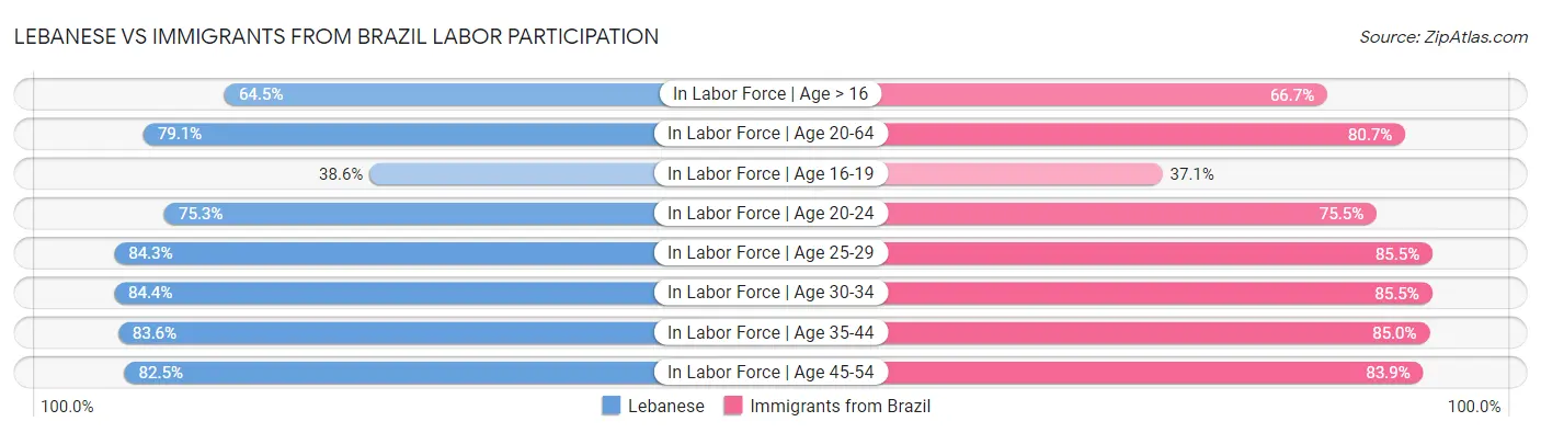 Lebanese vs Immigrants from Brazil Labor Participation