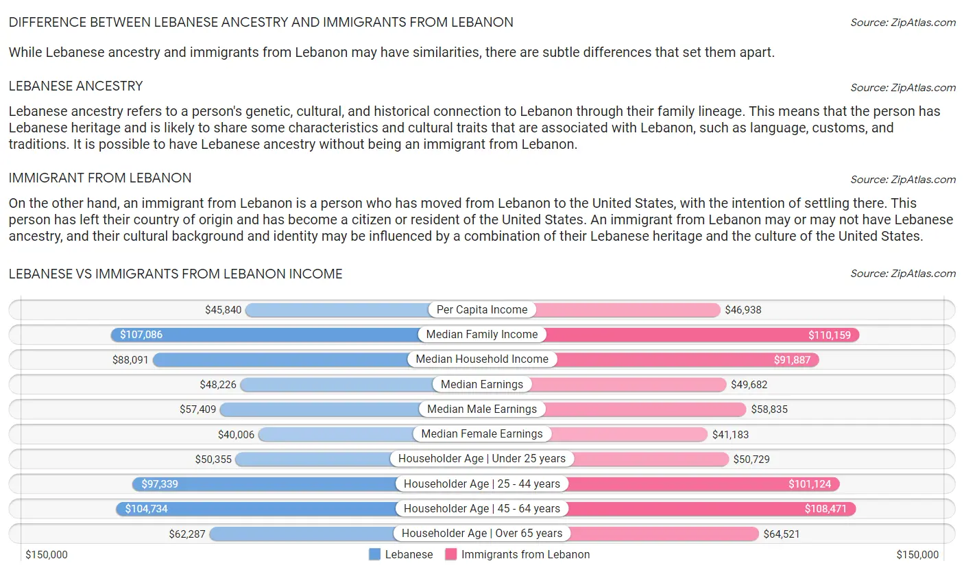 Lebanese vs Immigrants from Lebanon Income