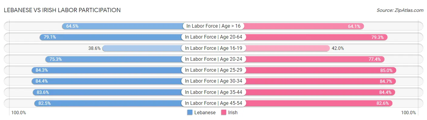 Lebanese vs Irish Labor Participation