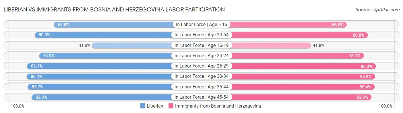 Liberian vs Immigrants from Bosnia and Herzegovina Labor Participation