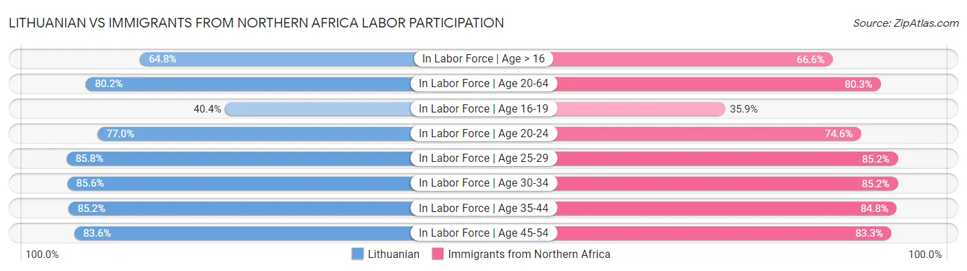 Lithuanian vs Immigrants from Northern Africa Labor Participation