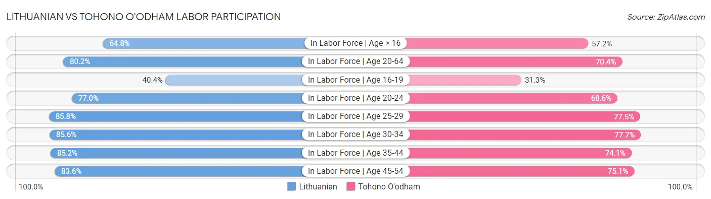 Lithuanian vs Tohono O'odham Labor Participation