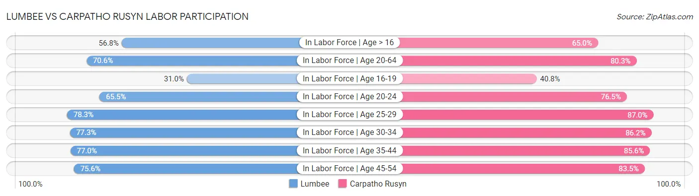 Lumbee vs Carpatho Rusyn Labor Participation