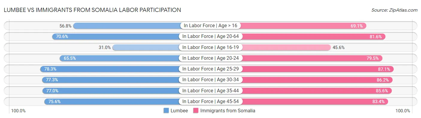 Lumbee vs Immigrants from Somalia Labor Participation