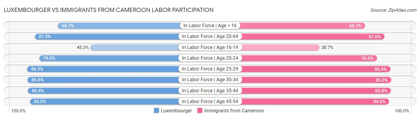 Luxembourger vs Immigrants from Cameroon Labor Participation