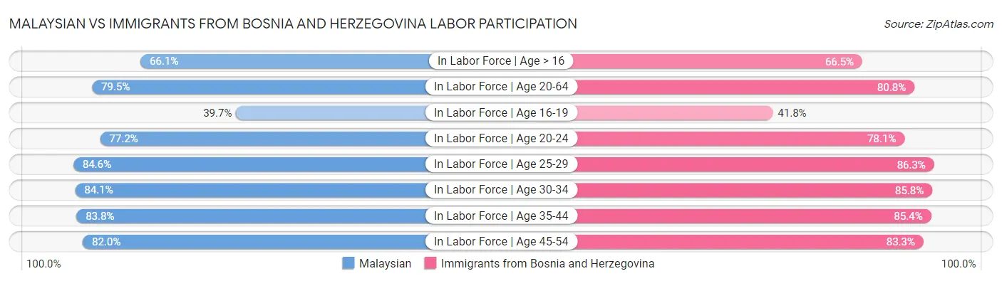 Malaysian vs Immigrants from Bosnia and Herzegovina Labor Participation