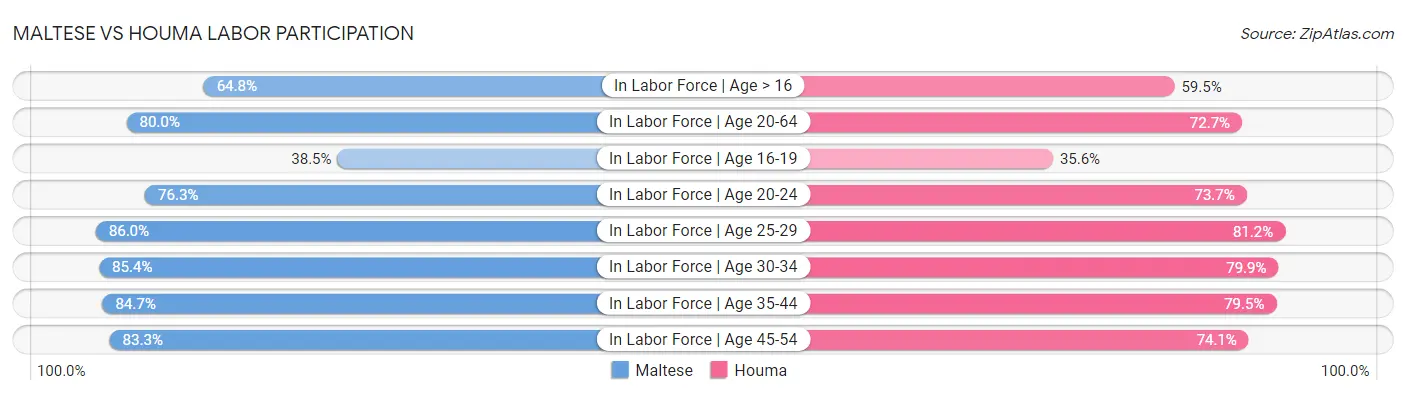 Maltese vs Houma Labor Participation