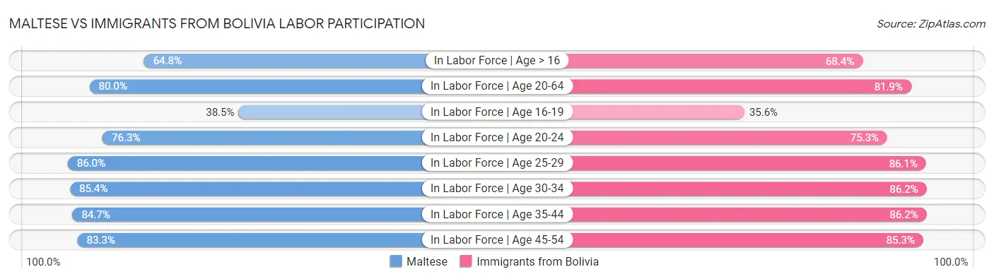 Maltese vs Immigrants from Bolivia Labor Participation