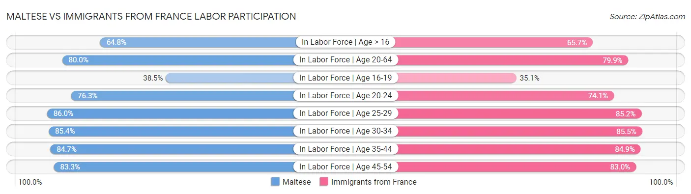 Maltese vs Immigrants from France Labor Participation