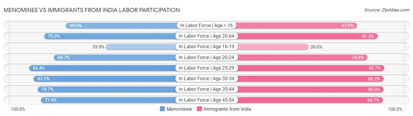 Menominee vs Immigrants from India Labor Participation