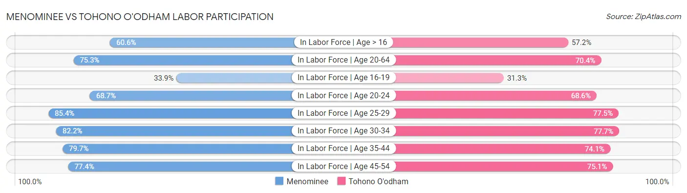Menominee vs Tohono O'odham Labor Participation